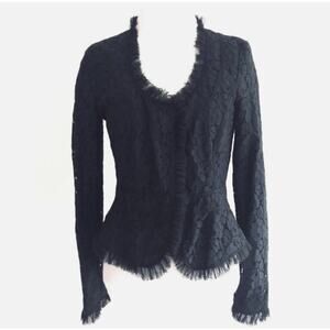 Elie Tahari Emilia Jacket embroidered tulle lace black medium